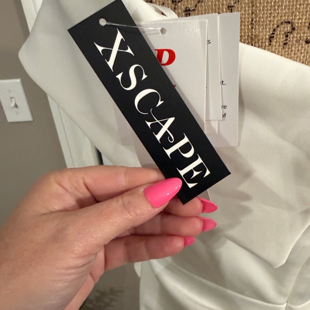 Xscape Asymmetrical White Dress - Picture 6 of 9